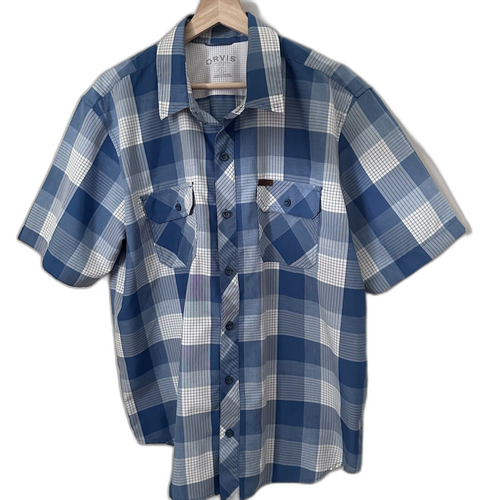 Orvis Trout Bum Shirt Mens L Blue Performance Sunglass Cloth Fishing Gorp